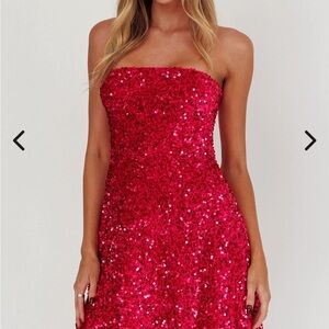 Angel Biba Pink Sequin Strapless Dress valentine day
